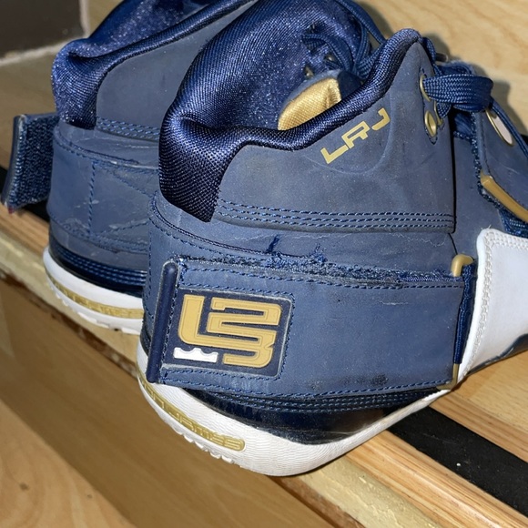 Nike Lebron Zoom Soldier Dunkman Navy Blue White Men Shoes 316643-411 Preowned - Picture 6 of 10